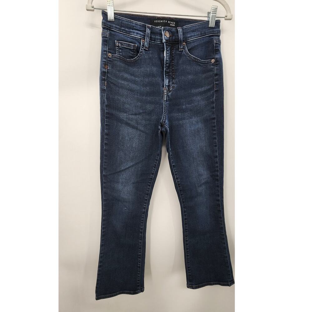 Veronic Beard Carly Kick Flare High Rise Jeans Dark Wash Stretch Size 28 - Picture 3 of 15